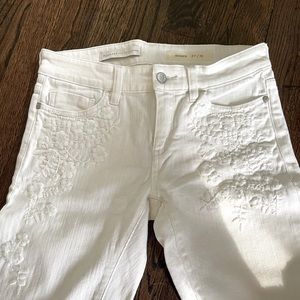 Pilcro and the Letterpress white on white embroidered jeans